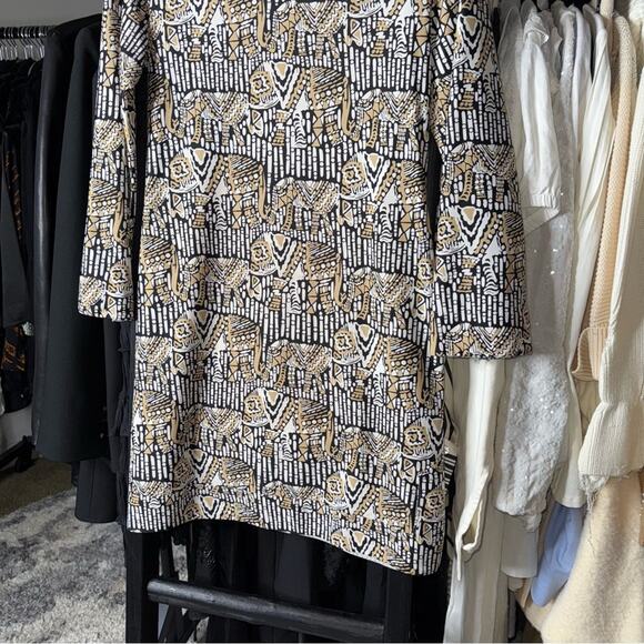 Jude Connally Chris Tunic Dress Elephant Print, Black Cream White - Picture 10 of 10
